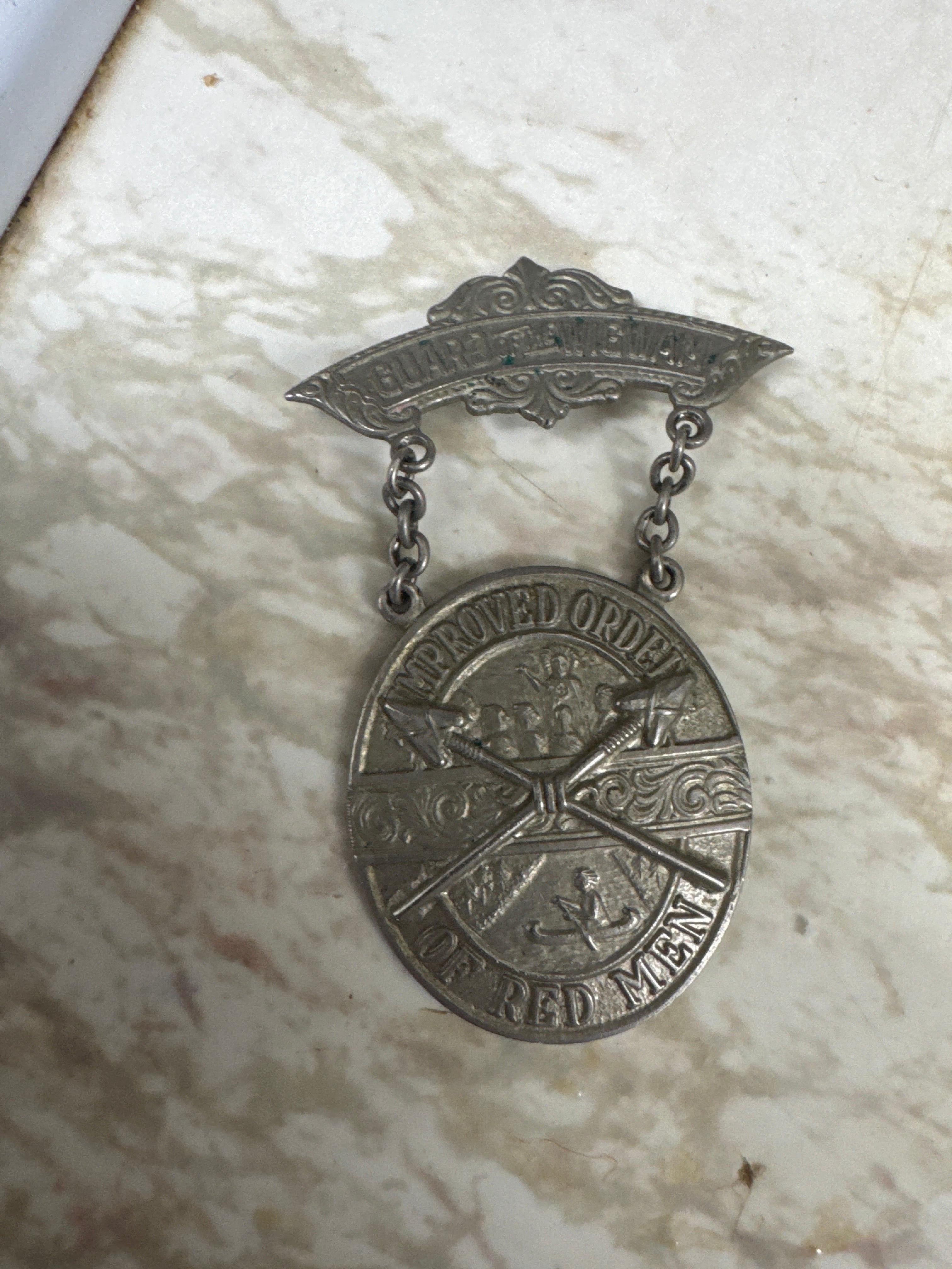 Antique Improved Order of Red Men (IORM) Fraternal Medal Badge