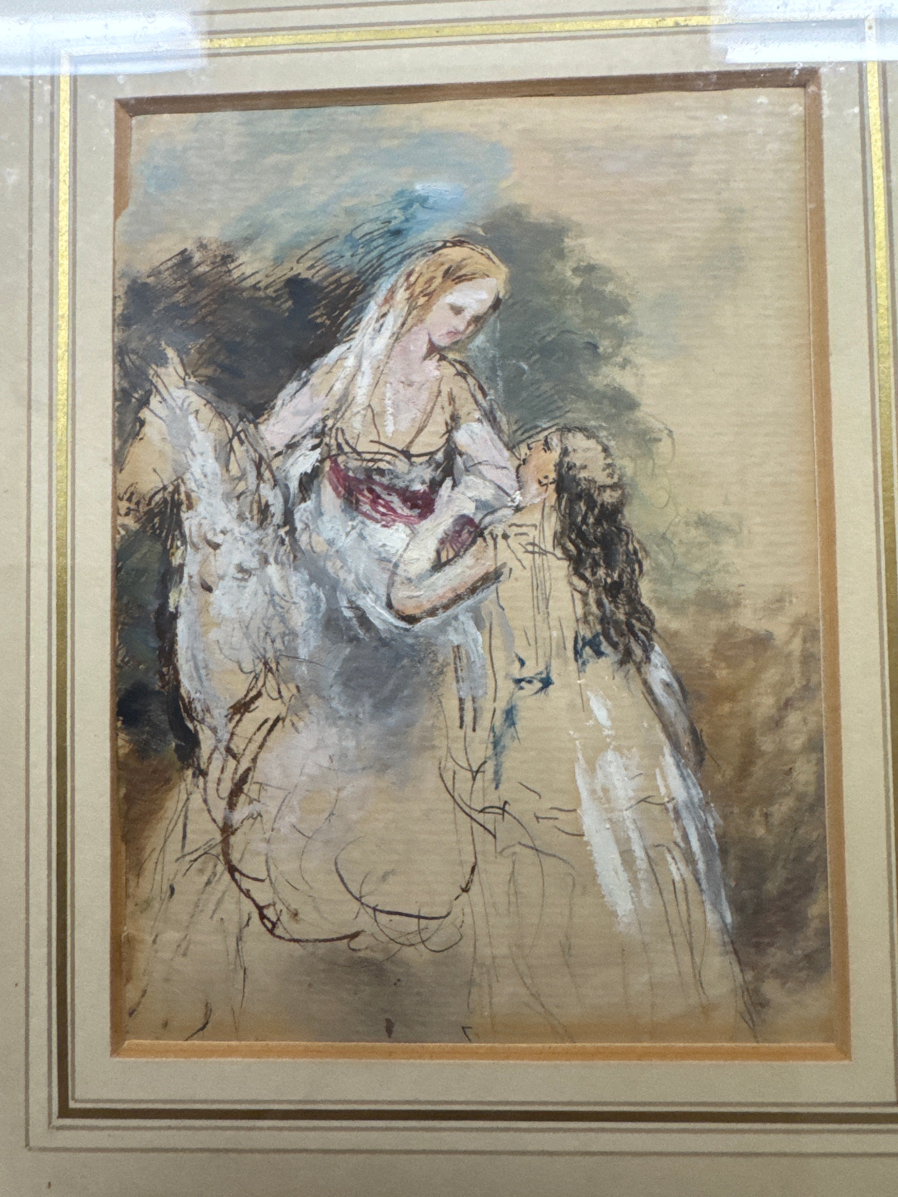 Attributed to Sir William Charles Ross (1794–1860) – Victorian Watercolor & Ink Figure Study