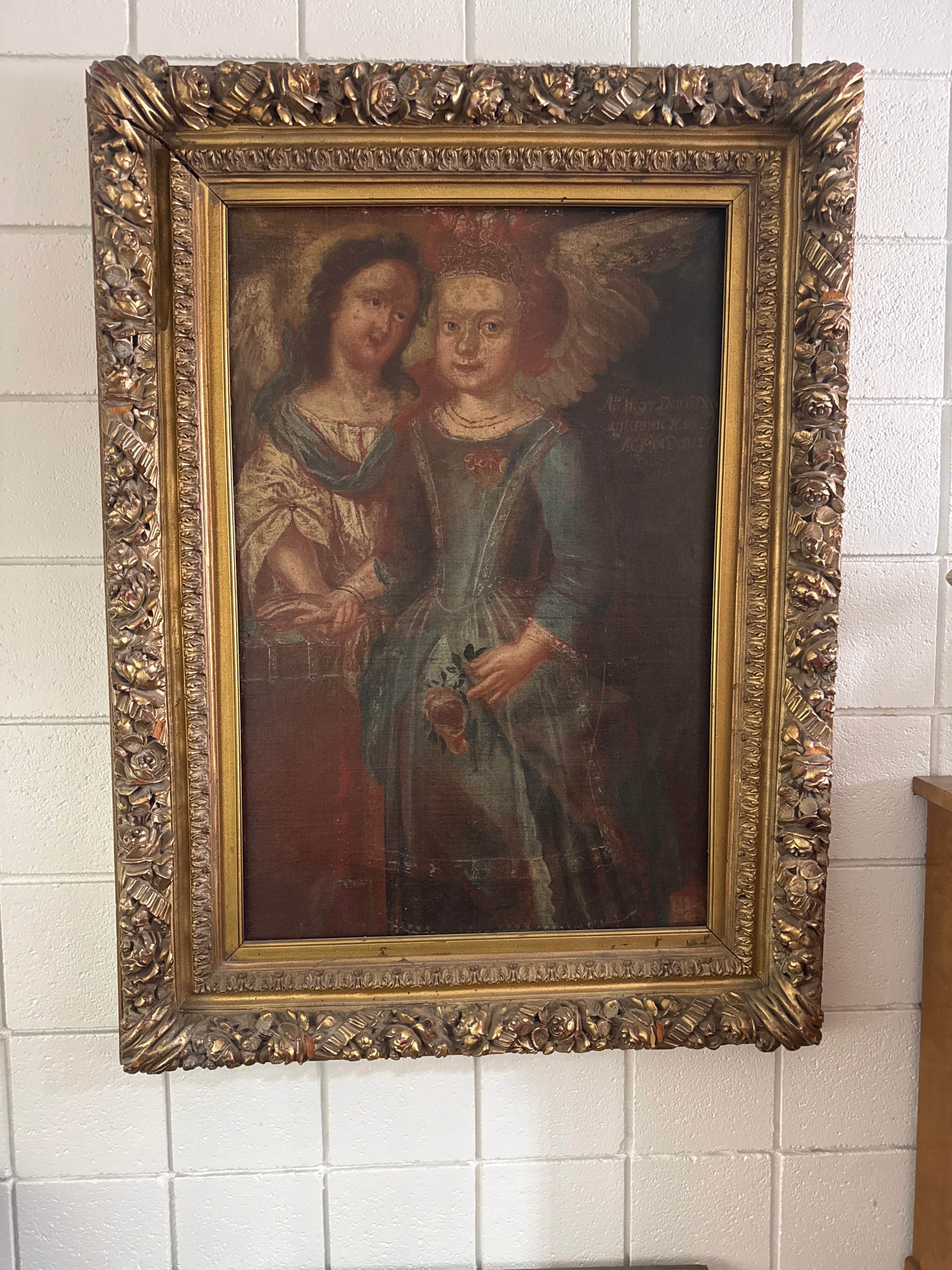17th Century Baroque Oil Painting – Noblewoman with Angel