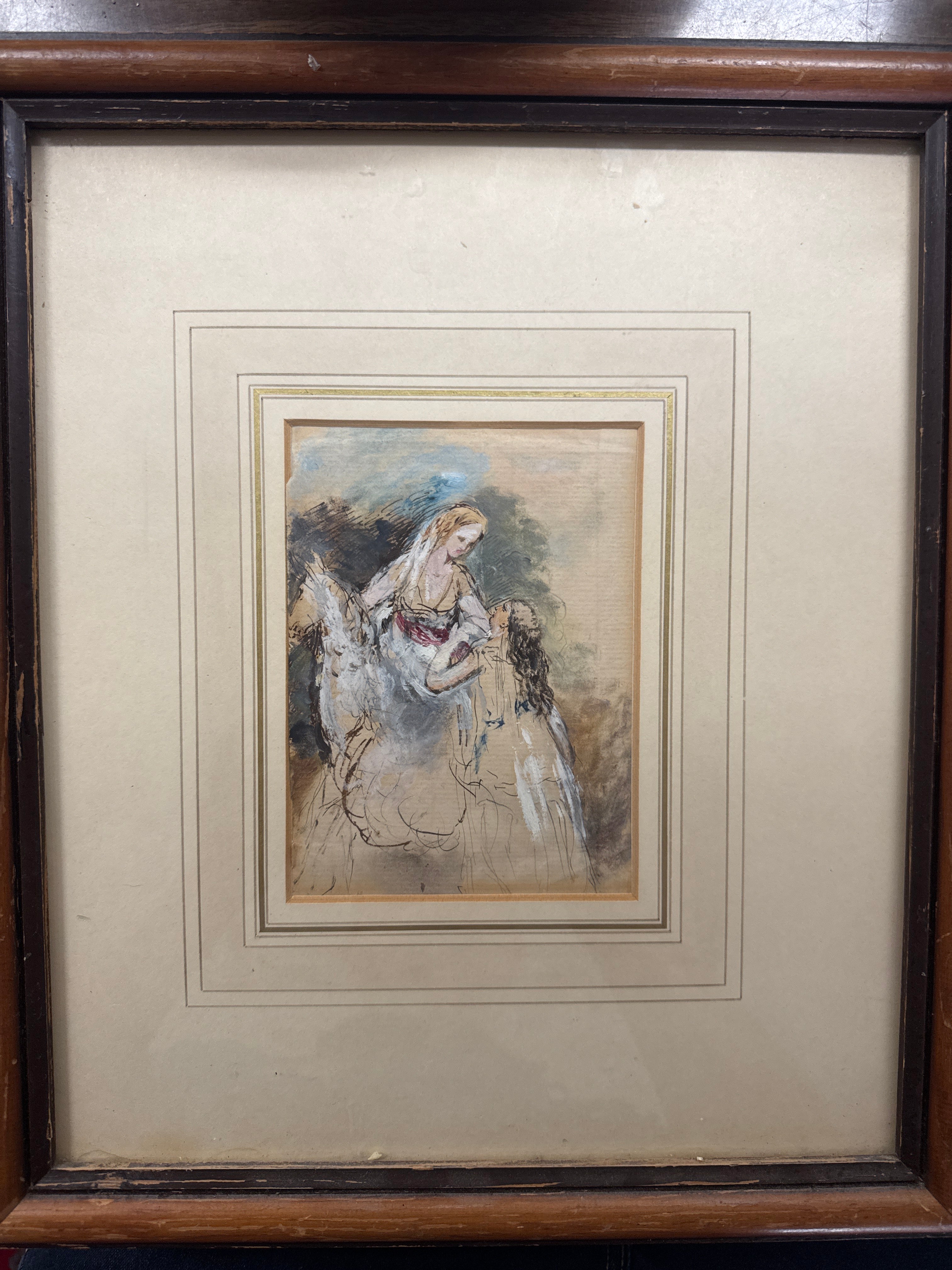 Attributed to Sir William Charles Ross (1794–1860) – Victorian Watercolor & Ink Figure Study